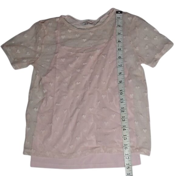 H&M, SHEER TOP WITH HEART PRINTS, COLOR: PINK, SIZE: 8-10Y - Picture 7 of 8